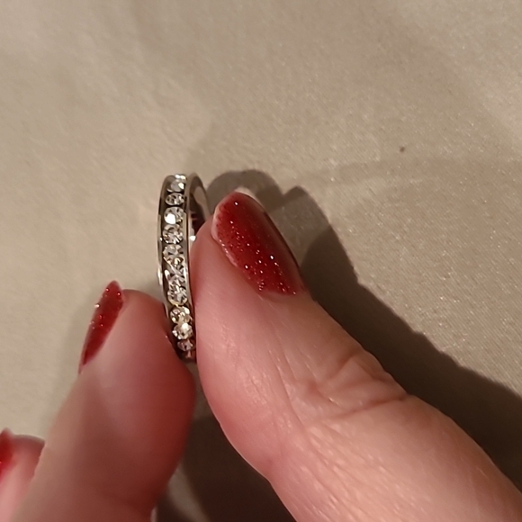 Eternity style cubic zirconia stainless steel channel set stones ring - Picture 7 of 7